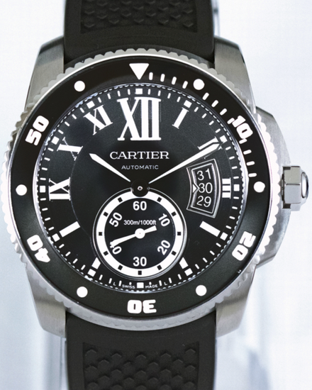 2018 Cartier Calibre de Cartier Diver 42MM Black Dial Rubber Strap (W7100056)