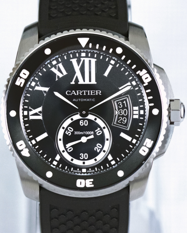 2018 Cartier Calibre de Cartier Diver 42MM Black Dial Rubber Strap (W7100056)