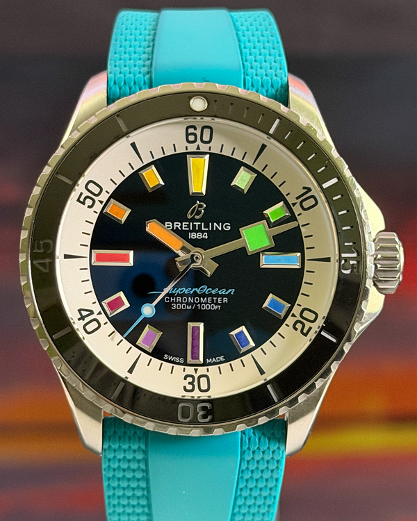 No Reserve - 2023 Breitling Superocean 42MM Black Dial Rubber Strap (A17375211B2S2)