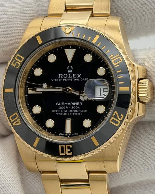2019 Rolex Submariner Date 40MM Black Dial Yellow Gold Oyster Bracelet (116618LN)