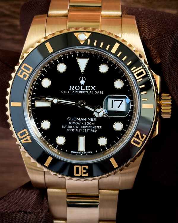 2021 Rolex Submariner Date 40MM Black Dial Yellow Gold Oyster Bracelet (116618LN)