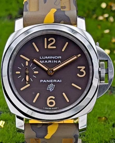2017 Panerai Luminor Marina Logo 44MM Brown Dial Aftermarket Rubber Strap (PAM00632)