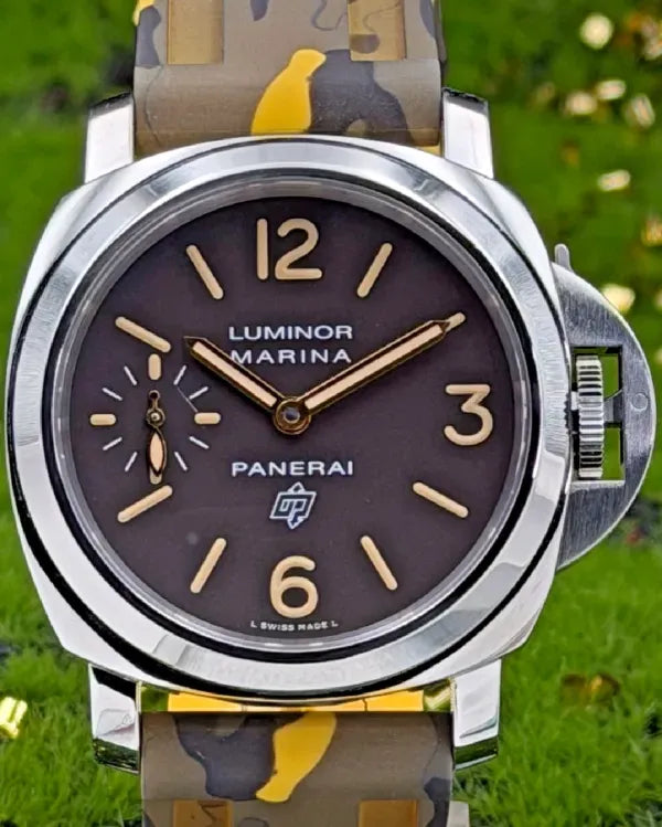 2017 Panerai Luminor Marina Logo 44MM Brown Dial Aftermarket Rubber Strap (PAM00632)