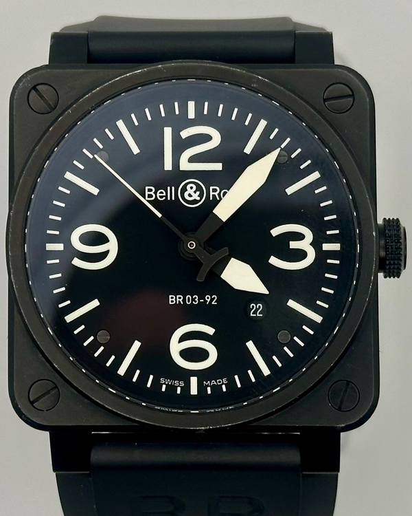 Bell & Ross BR 03 42MM Black dial Rubber Strap (BR0392-BL-CE)