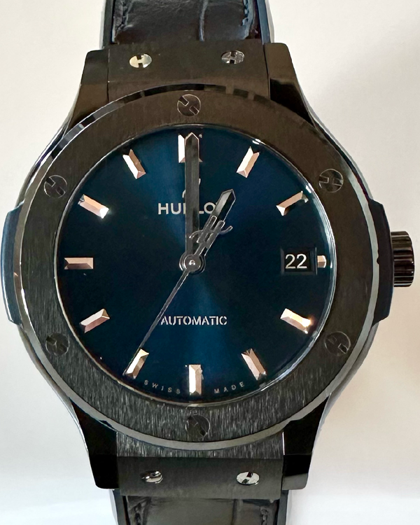 2017 Hublot Classic Fusion Blue 38MM Blue Dial Leather Strap (565.CM.7170.LR)