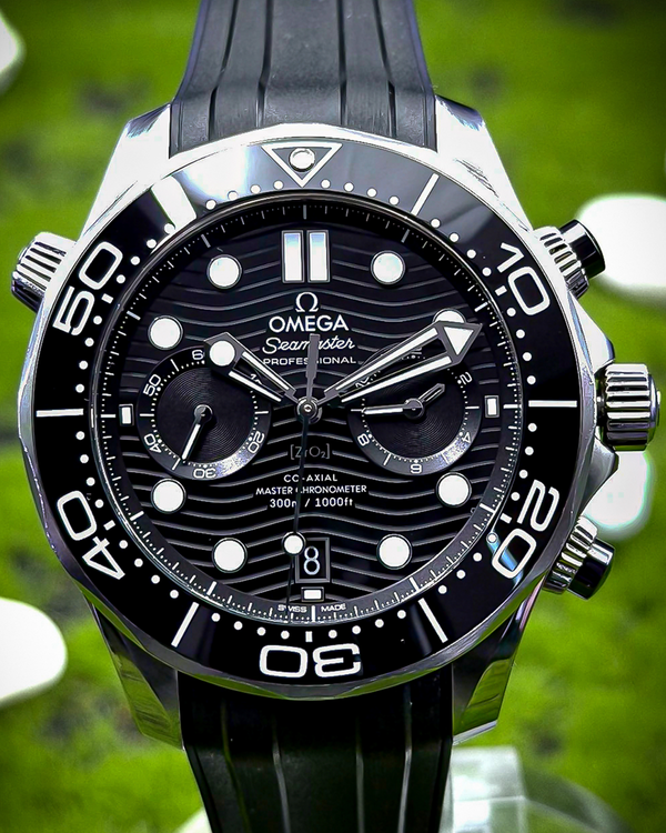 No Reserve - 2022  Omega Seamaster Diver 300M Chronograph 44MM Black Dial Rubber Strap (210.32.44.51.01.001)