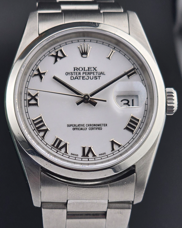 No Reserve - 2005 Rolex Datejust 36MM White Dial Oyster Bracelet (16200)
