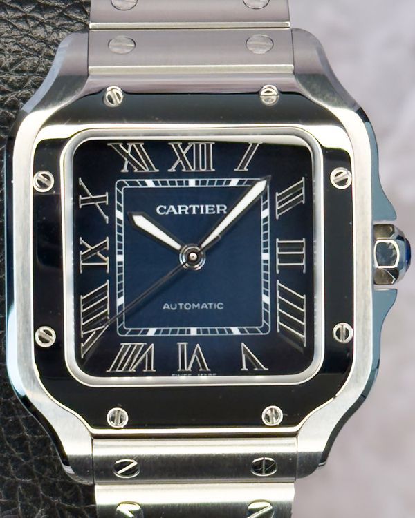 2025 Cartier Santos De Cartier 35.1MM Blue Dial Steel Bracelet (WSSA0063)