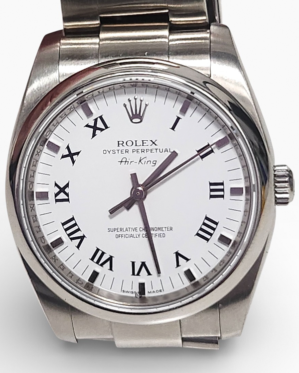 2008 Rolex Air-King 34MM White Dial Oyster Bracelet (114200)