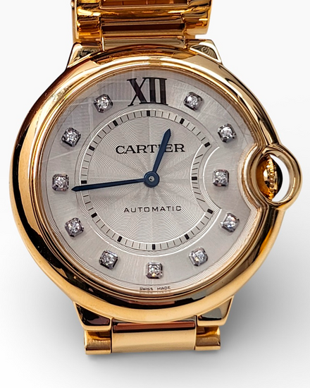 Cartier Ballon Bleu 36MM Silver Dial Yellow Gold Bracelet (W69003Z2)