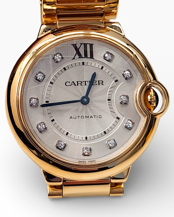 Cartier Ballon Bleu 36MM Silver Dial Yellow Gold Bracelet (W69003Z2)