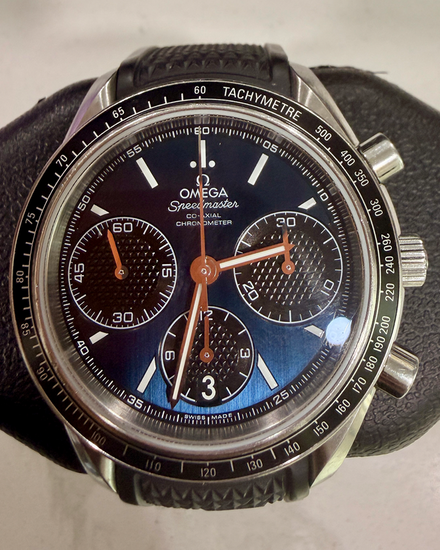 2017 Omega Speedmaster Racing 40MM Blue Dial Rubber Strap (326.32.40.50.03.001)