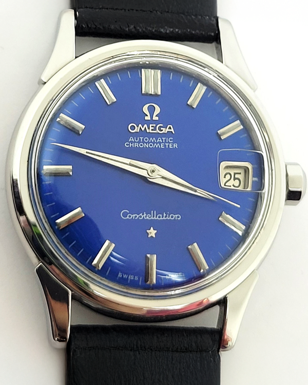 1960 Omega Constellation 34MM Blue Dial Aftermarket Leather Strap (14393 4 SC)