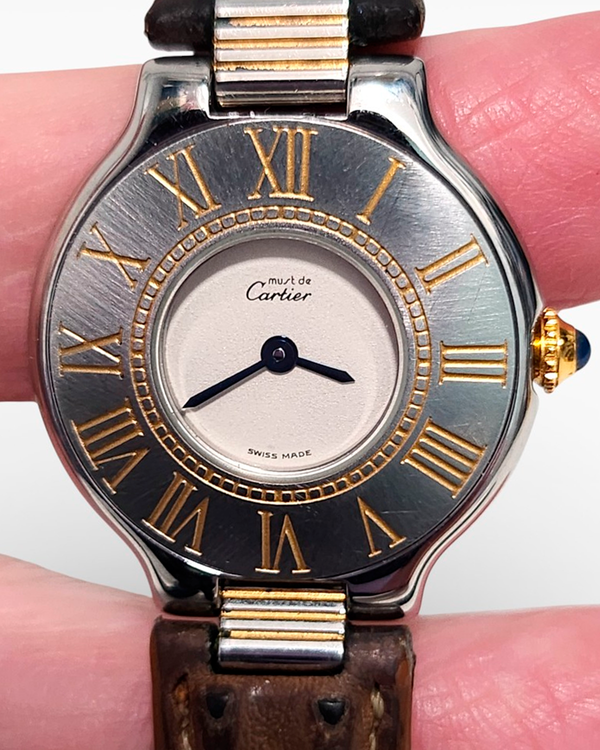 1993 Cartier Must de Cartier 28MM Quartz White Dial Leather Strap (125000P)