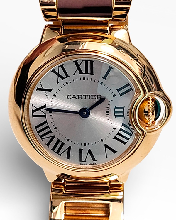 Cartier Ballon Bleu 28.6MM Quartz Silver Dial Yellow Gold Bracelet (W69001Z2)