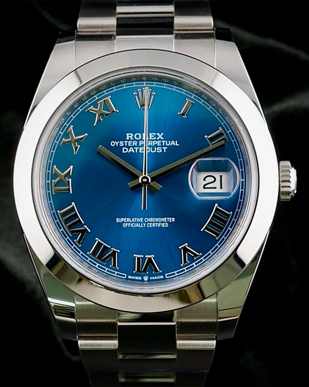 2021 Rolex Datejust 41MM Blue "Azzurro" Dial Oyster Bracelet (126300)