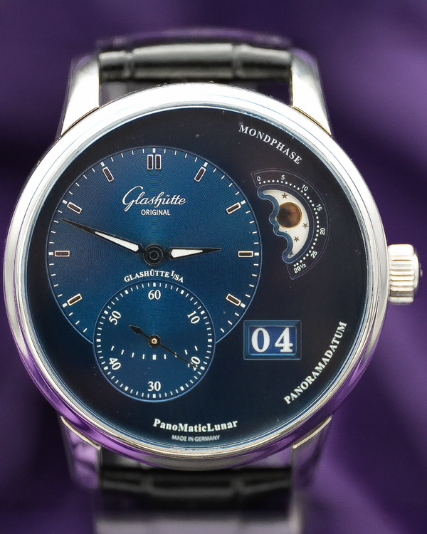 2018 Glashütte Original PanoMaticLunar 40MM Blue Dial Leather Strap (1-90-02-46-32-55)
