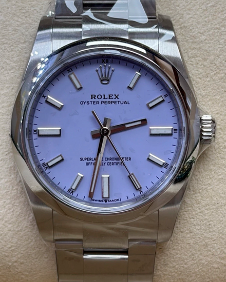 2026 Rolex Oyster Perpetual 34MM Lavender Dial Oyster Bracelet (124200)