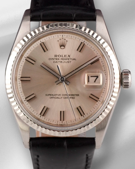 Rolex Datejust 36MM Silver Dial Aftermarket Leather Strap (1601)