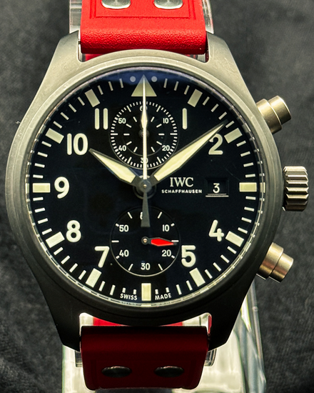2019 IWC Schaffhausen Pilot Chronograph "Top Gun" 44MM Black Dial Rubber Strap (IW389001)