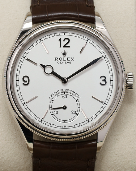 2025 Rolex 1908 39MM White Dial Leather Strap (52509)