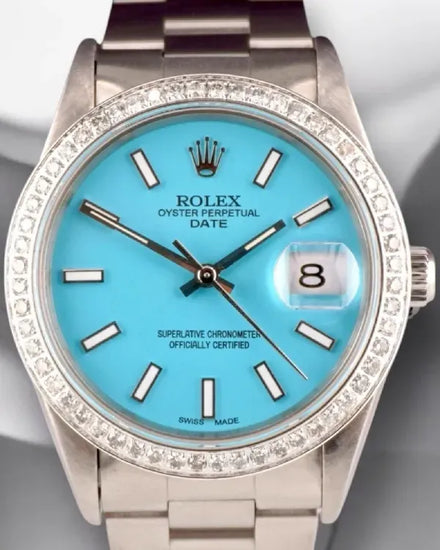 Rolex Oyster Perpetual Date 34MM Blue Dial Oyster Bracelet (15000)