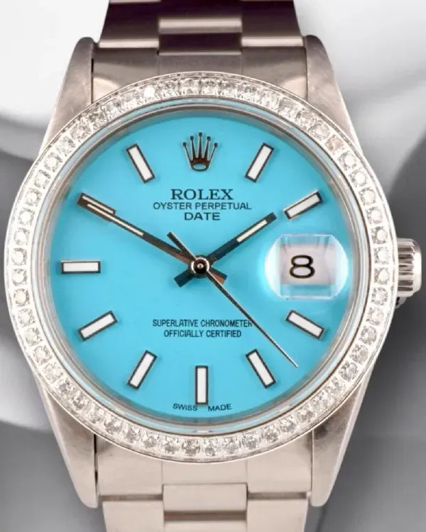 Rolex Oyster Perpetual Date 34MM Blue Dial Oyster Bracelet (15000)