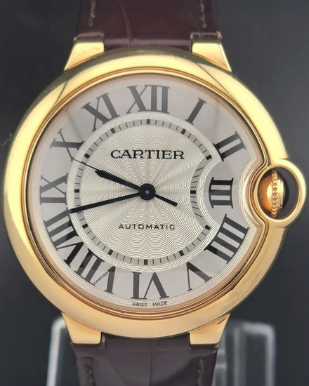 2016 Cartier Ballon Bleu 36MM Silver Dial Leather Strap (W6900456)