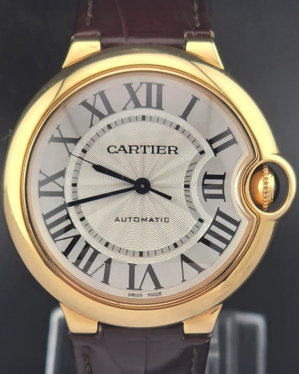 2016 Cartier Ballon Bleu 36MM Silver Dial Leather Strap (W6900456)
