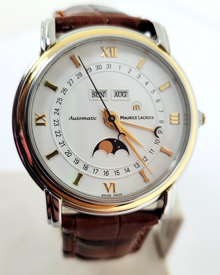Maurice Lacroix Masterpiece Phases de Lune 38MM White Dial Aftermarket Leather Strap (37757)