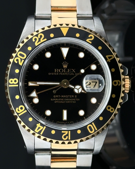 1994 Rolex GMT-Master II 40MM Aftermarket Black Dial Two-Tone Oyster Bracelet (16713)