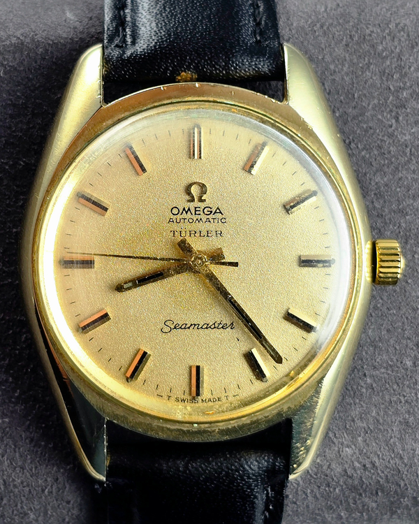 No Reserve - 1969 Omega Seamaster Automatic Vintage 36MM Champagne Dial Leather Strap (165.067)