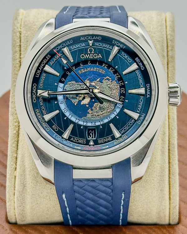 2023 Omega Seamaster Aqua Terra Worldtimer 43MM Blue Dial Rubber Strap (220.12.43.22.03.001)