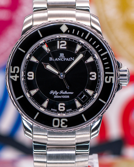 2018 Blancpain Fifty Fathoms 45MM Black Dial Steel Bracelet (5015-1130-71S)
