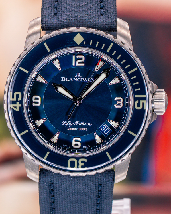 2025 Blancpain Fifty Fathoms Titanium 45MM Blue Dial Textile Strap (5015-12B40-O52A)