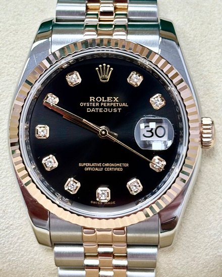 Rolex Datejust 36MM Black Dial Two-Tone Super Jubilee Bracelet (116231)