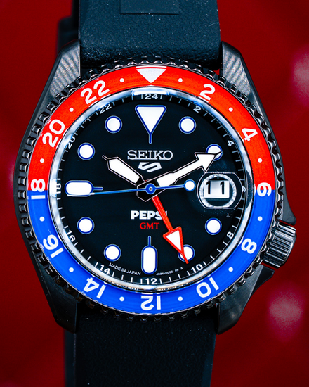 No Reserve - 2025 Seiko 5 Sports Pepsi L.E. 42.5MM Black Dial Rubber Strap (SSK047)