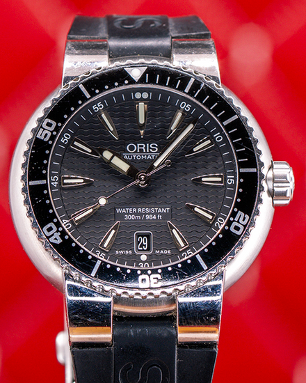No Reserve - Oris TT1 Divers Date 44MM Black Dial Rubber Strap (01 733 7533 8454 07 8 24 01PEB)