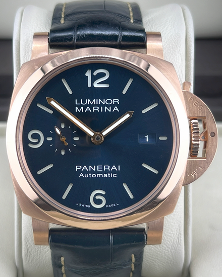 Panerai Luminor Marina Goldtech 44MM Blue Dial Leather Strap (PAM01112)