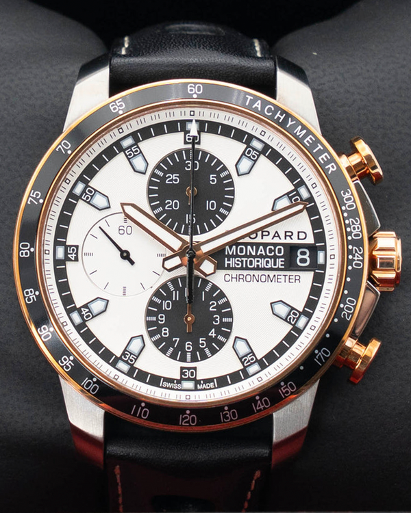 Chopard Grand Prix De Monaco Historique 44.5MM Silver Dial Leather Strap (168570-9001)