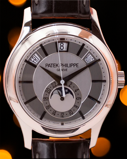 Patek Philippe Annual Calendar 40.2MM Grey Dial Leather Strap (5205G-001)