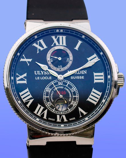 Ulysse Nardin Marine Chronometer 43MM Black Dial Rubber Strap (263-67)