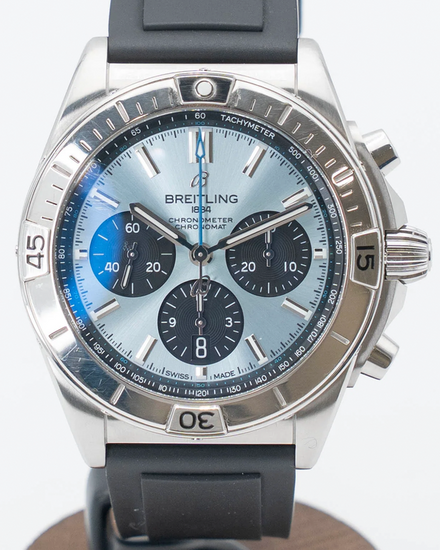 Breitling Chronomat B01 42MM Ice Blue Dial Rubber Strap (PB0134101C1S1)
