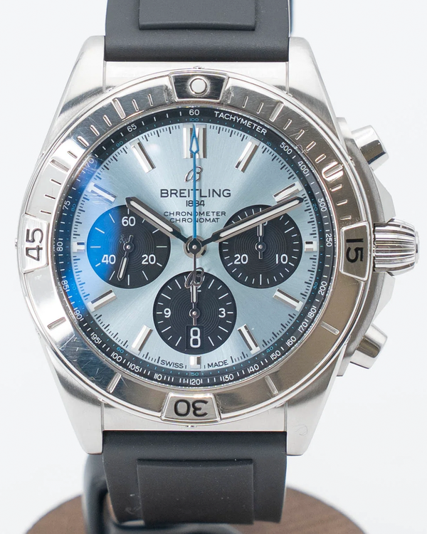 Breitling Chronomat B01 42MM Ice Blue Dial Rubber Strap (PB0134101C1S1)