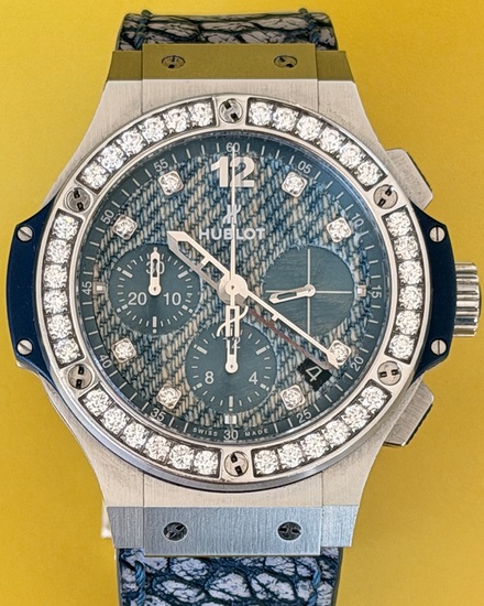 2015 Hublot Big Bang Jeans L.E. 41MM Blue "Denim" Dial Aftermarket Leather Strap (341.SL.2770.NR.1204.JEANS)