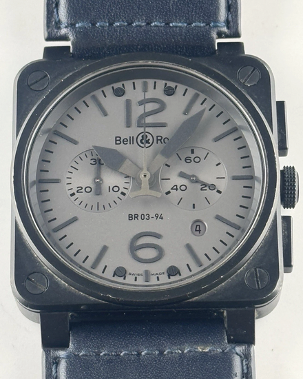 Bell & Ross BR 03-94 Commando 42MM Grey Dial Leather Strap (BR03-94-COMMANDO)