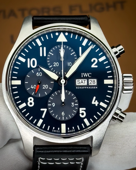 2018 IWC Schaffhausen Pilot Chronograph "Le Petit Prince" 43MM Blue Dial Leather Strap (IW377714)