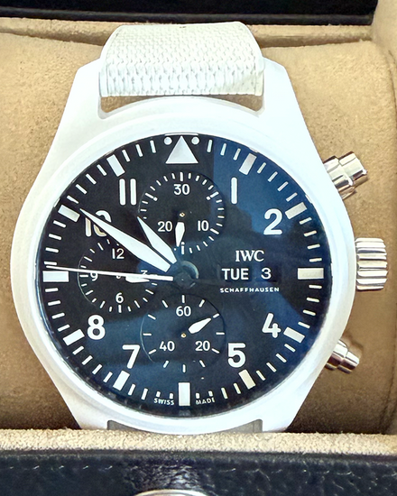 2024 IWC Schaffhausen Pilot Chronograph Top Gun "Lake Tahoe" 44.5MM Black Dial Rubber Strap (IW389105)