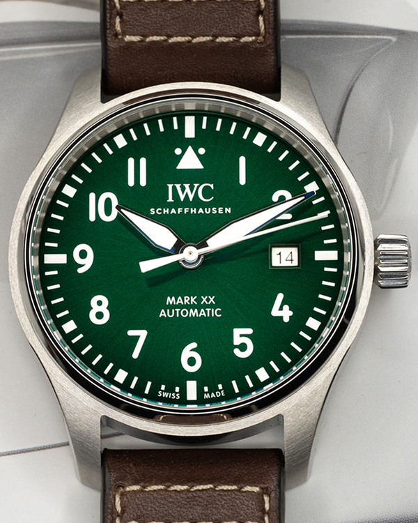 2024 IWC Schaffhausen Pilot Mark XX 40MM Green Dial Leather Strap (IW328205)