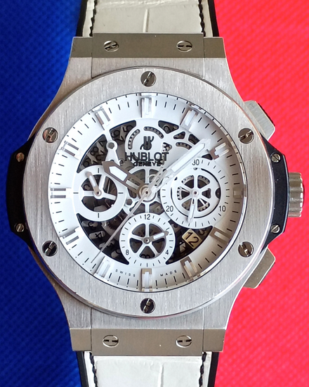 2011 Hublot Big Bang Aero Bang "Garmisch Alpine Ski" L.E. 44MM Skeleton Dial Leather Strap (311.SX.2010.GR.GAP10)